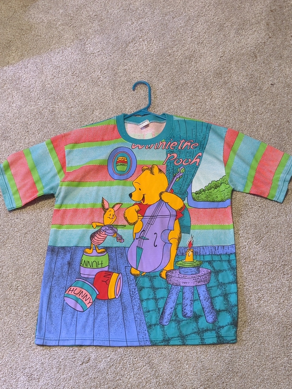 Vintage Disney Winnie The Pooh All Over Print 90s Music Rabbit Best T Shirt M